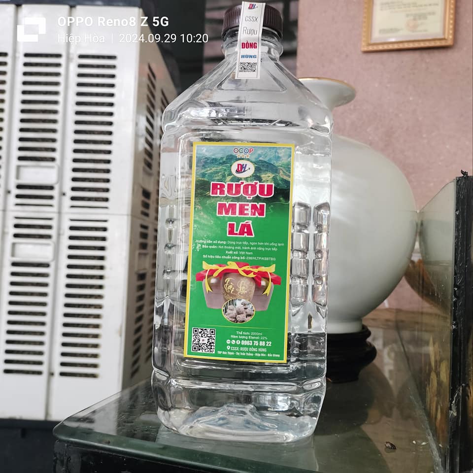 RƯỢU MEN LÁ (Chai nhựa 500ml) - sản phẩm xã Hiệp Hòa